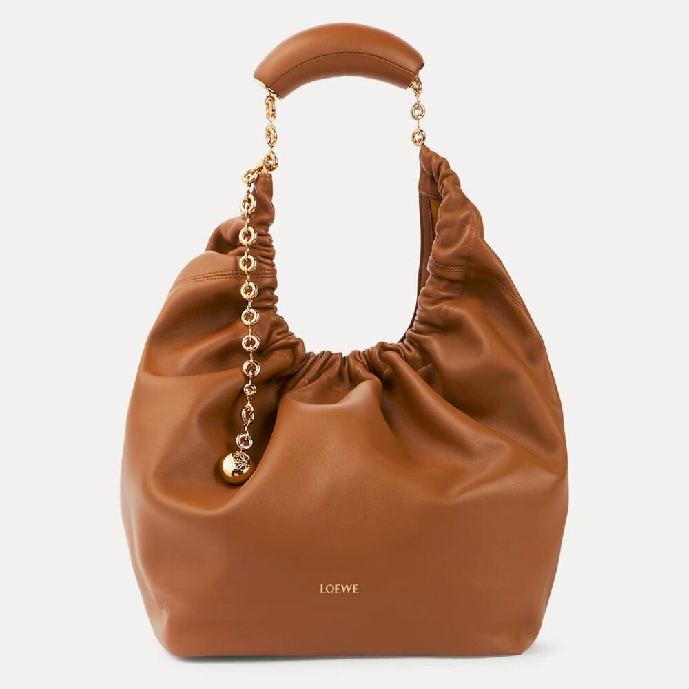 Loewe Squeeze Medium Oak Leather Shoulder Bag